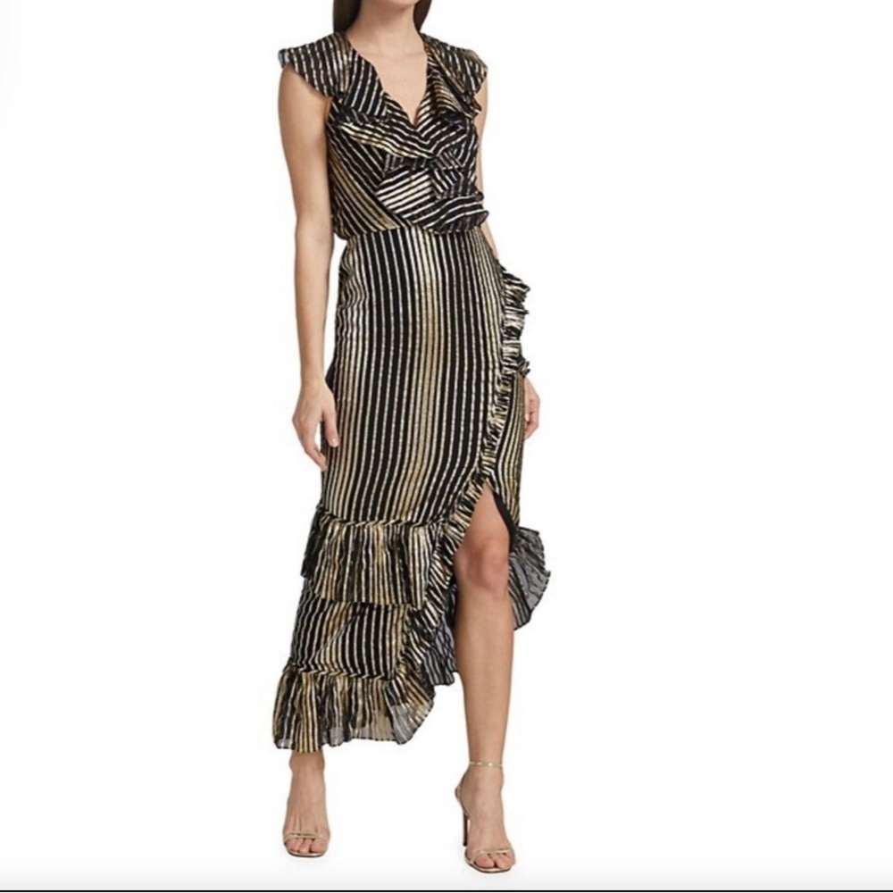 Saloni dress! Silver & gold metallic